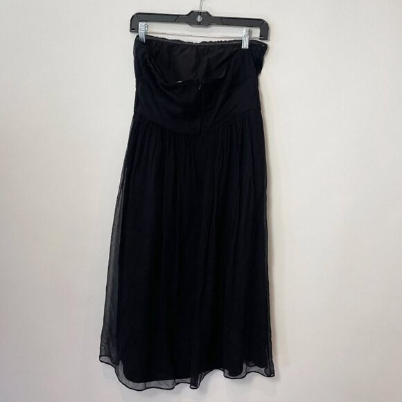 J.CREW Womens Emily Silk Strapless Chiffon Cocktail Dress Black 8 Formal Lined - Picture 2 of 6